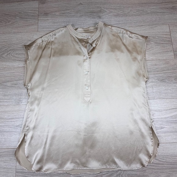 Banana Republic Serenade Silk Dolman Tunic Beige Champagne 100% Silk Blouse Sz M - Picture 2 of 8